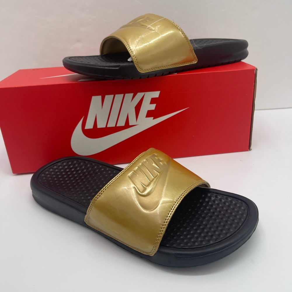 Nike WMNS Black and Gold Slide Sandals - Picture 15 of 16